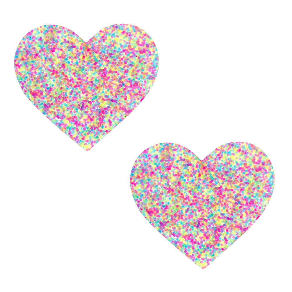 Sprankles Neon Blacklight Glitter I Heart U  Nipztix Pasties NN-SPR-HRT-NS-NBLG