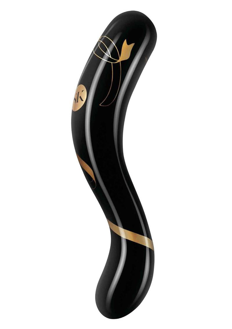 Secret Kisses - 7 Inch Handblown Double Ended  Dildo - Black SK-3006